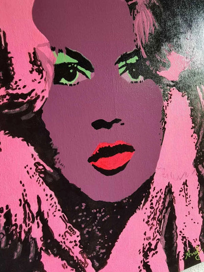 pop art-portrait-femme-yeux-peinture-huile-toile