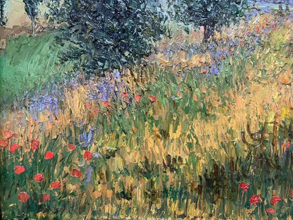 art-impressionniste-paysage campagne d'après Monet huile sur toile signée