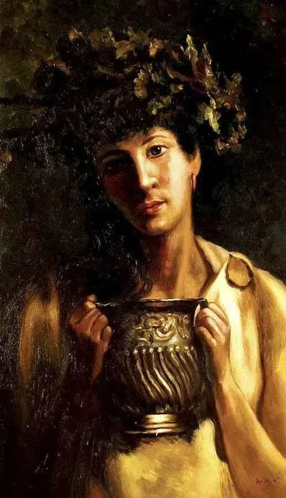 art-portrait-féminin-femme-antique-peinture-huile-toile - Kikooyou Art Gallery