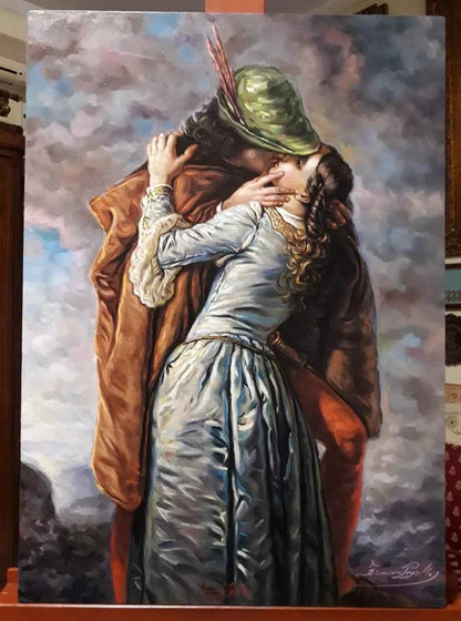 Revisitation de "le baiser" de Francesco Hayez, huile sur toile,
