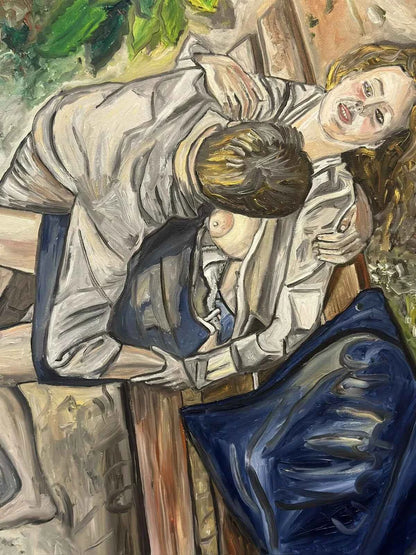 art-scène-vie-sexe-homme-fille-peinture huile sur toile