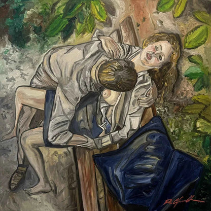 art-scène-vie-sexe-homme-fille-peinture huile sur toile