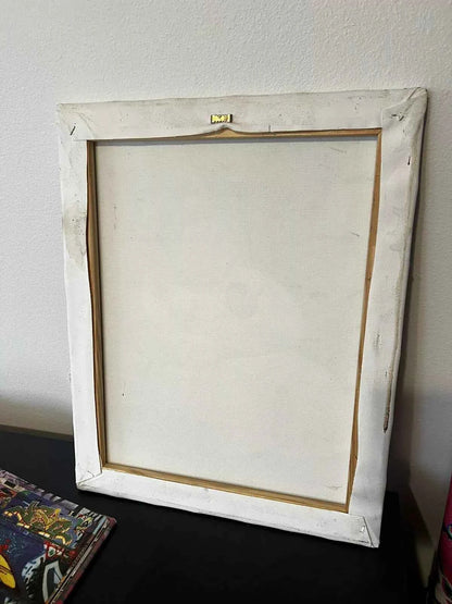 art-moderne-scène-vie-petite-fille-poussette-peinture-huile-toile