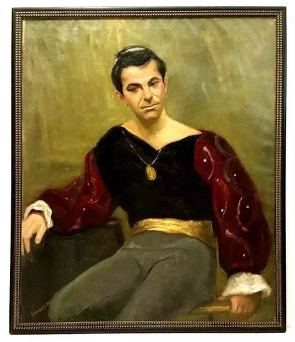art-portrait-homme-acteur-théâtre-peinture-originale-huile-toile