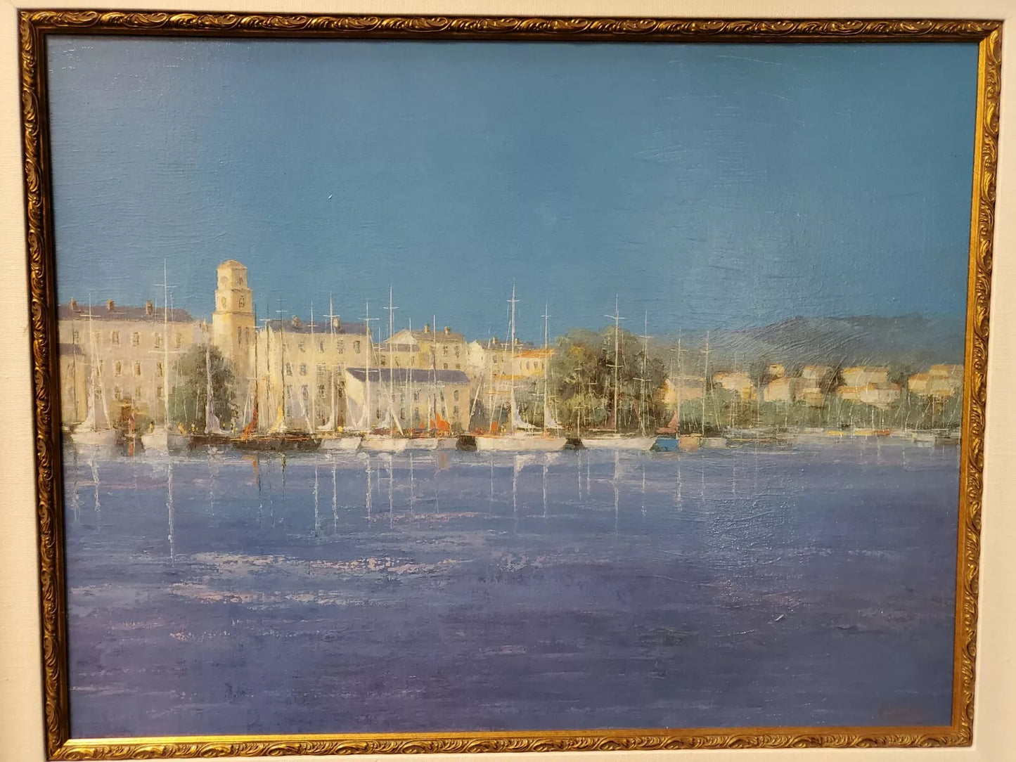 art-paysage-marin-port-bateaux-plaisance-mer-méditerranée-peinture-huile-toile