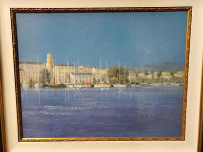 art-paysage-marin-port-bateaux-plaisance-mer-méditerranée-peinture-huile-toile