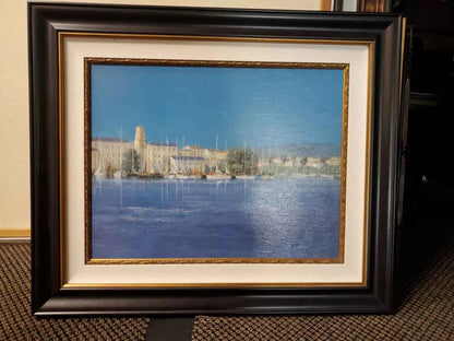 art-paysage-marin-port-bateaux-plaisance-mer-méditerranée-peinture-huile-toile