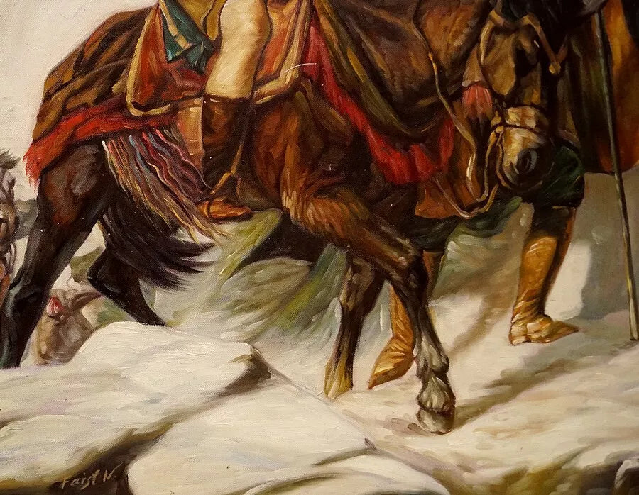 Peinture à l'huile, Bonaparte Saint-Bernard, d'après Paul Delaroche, peinture à l'huile PEINTE À LA MAIN