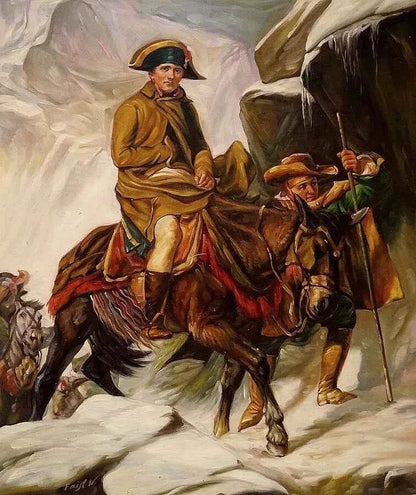 Peinture à l'huile, Bonaparte Saint-Bernard, d'après Paul Delaroche, peinture à l'huile PEINTE À LA MAIN