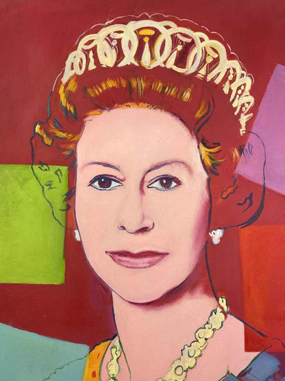 pop art-portrait-femme-reine-Elizabeth II-peinture-huile-toile