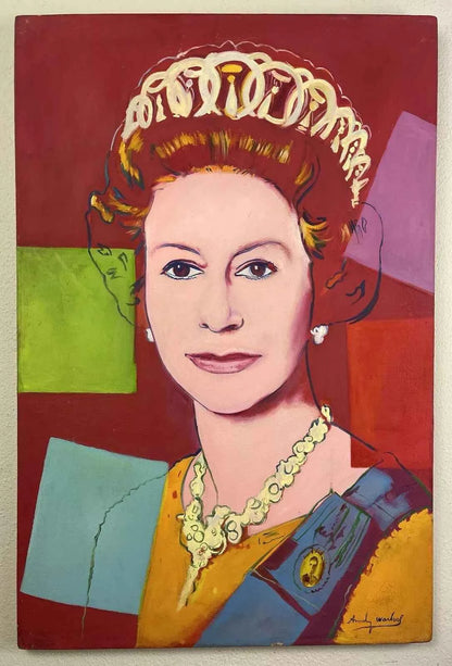 pop art-portrait-femme-reine-Elizabeth II-peinture-huile-toile