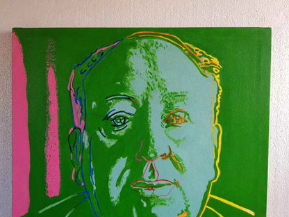 pop art-portrait-Alfred Hitchcock-hommes-cinéma-peinture-huile-toile