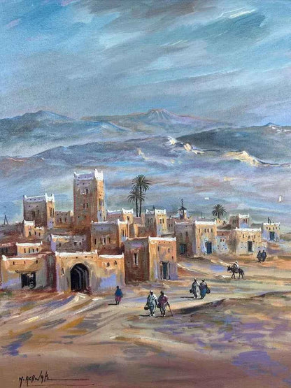 art-paysage-orientalisme-désert-peinture-originale-huile-toile