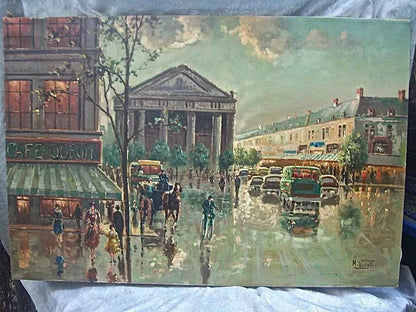 art-paysage-scène-rue-Paris-peinture-originale-huile-toile