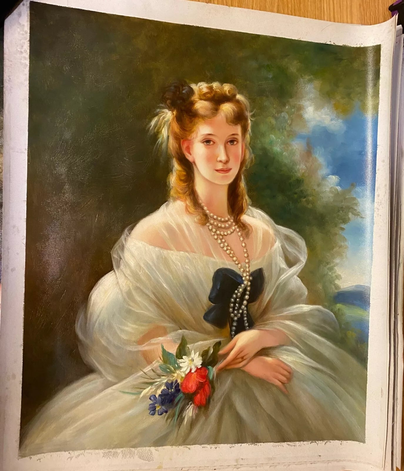 art-portrait-féminin-femme-princesse-royale-peinture-huile-toile