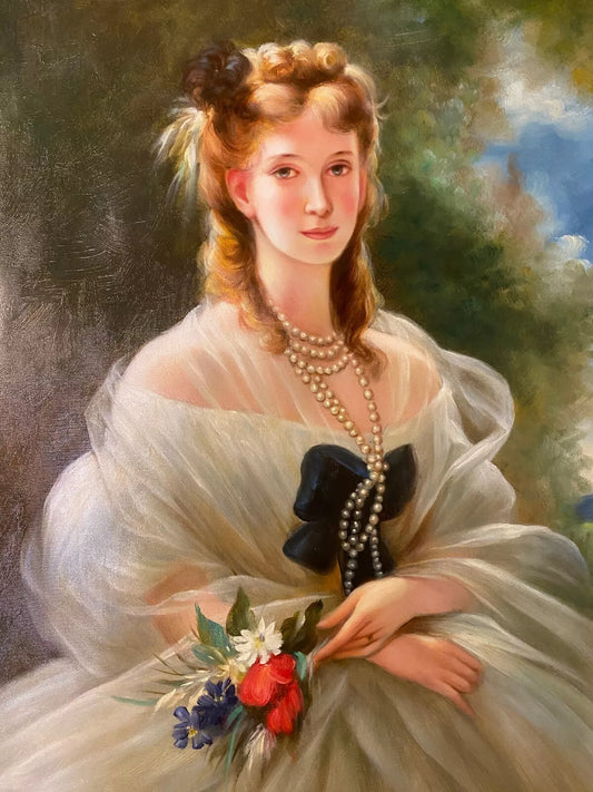art-portrait-féminin-femme-princesse-royale-peinture-huile-toile