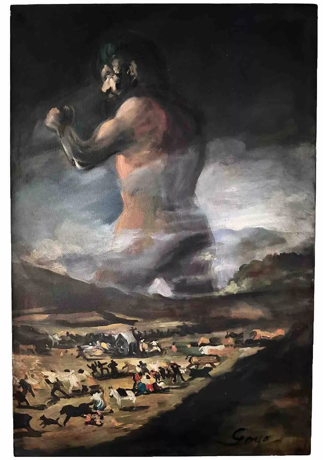 art-surréaliste-personnage-géant-peinture huile toile