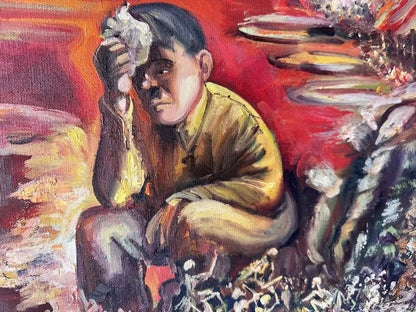 art-surréaliste-personnage-horreur-guerre-peinture huile toile