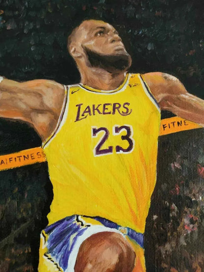 art-portrait-sportif-homme-LeBron James-basket-américain-peinture-originale-acrylique-toile (Copie)
