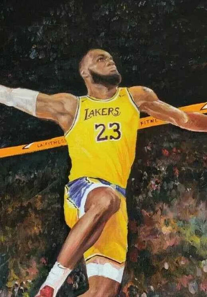 art-portrait-sportif-homme-LeBron James-basket-américain-peinture-originale-acrylique-toile (Copie)