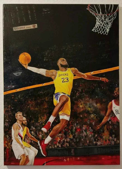 art-portrait-sportif-homme-LeBron James-basket-américain-peinture-originale-acrylique-toile (Copie)