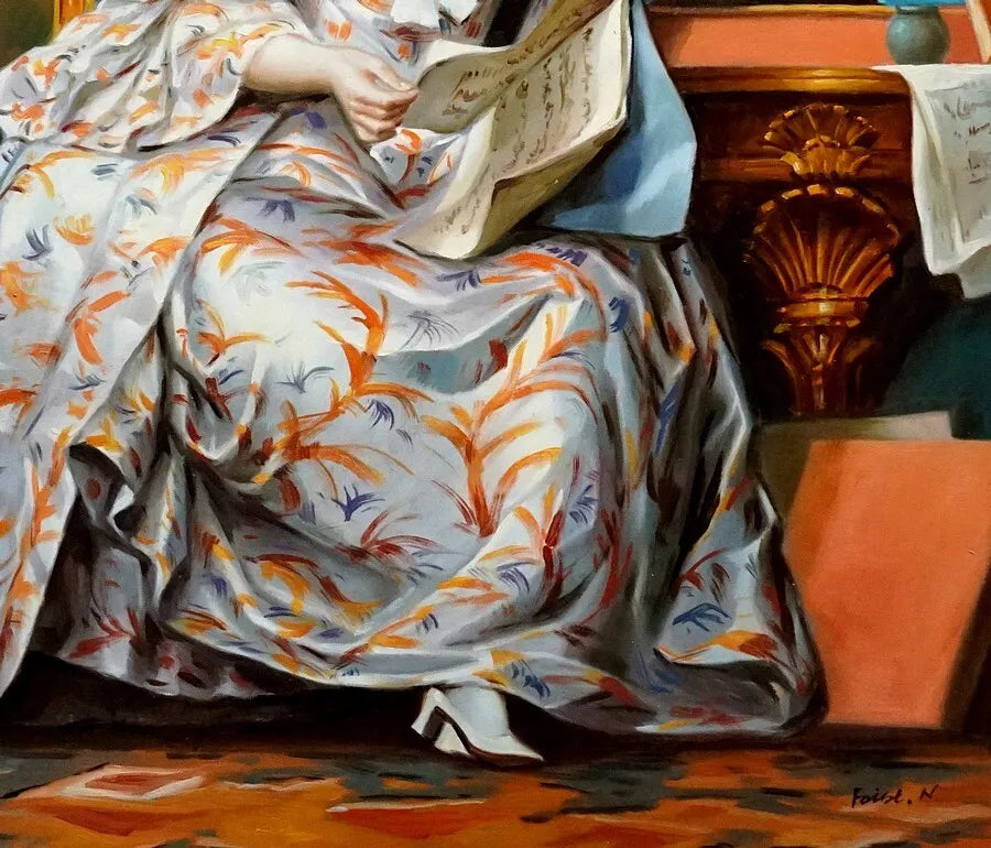 art-portrait-féminin-dame-pompadour-peinture-huile-toile