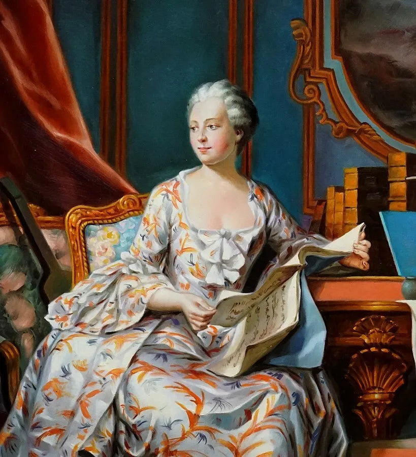 art-portrait-féminin-dame-pompadour-peinture-huile-toile