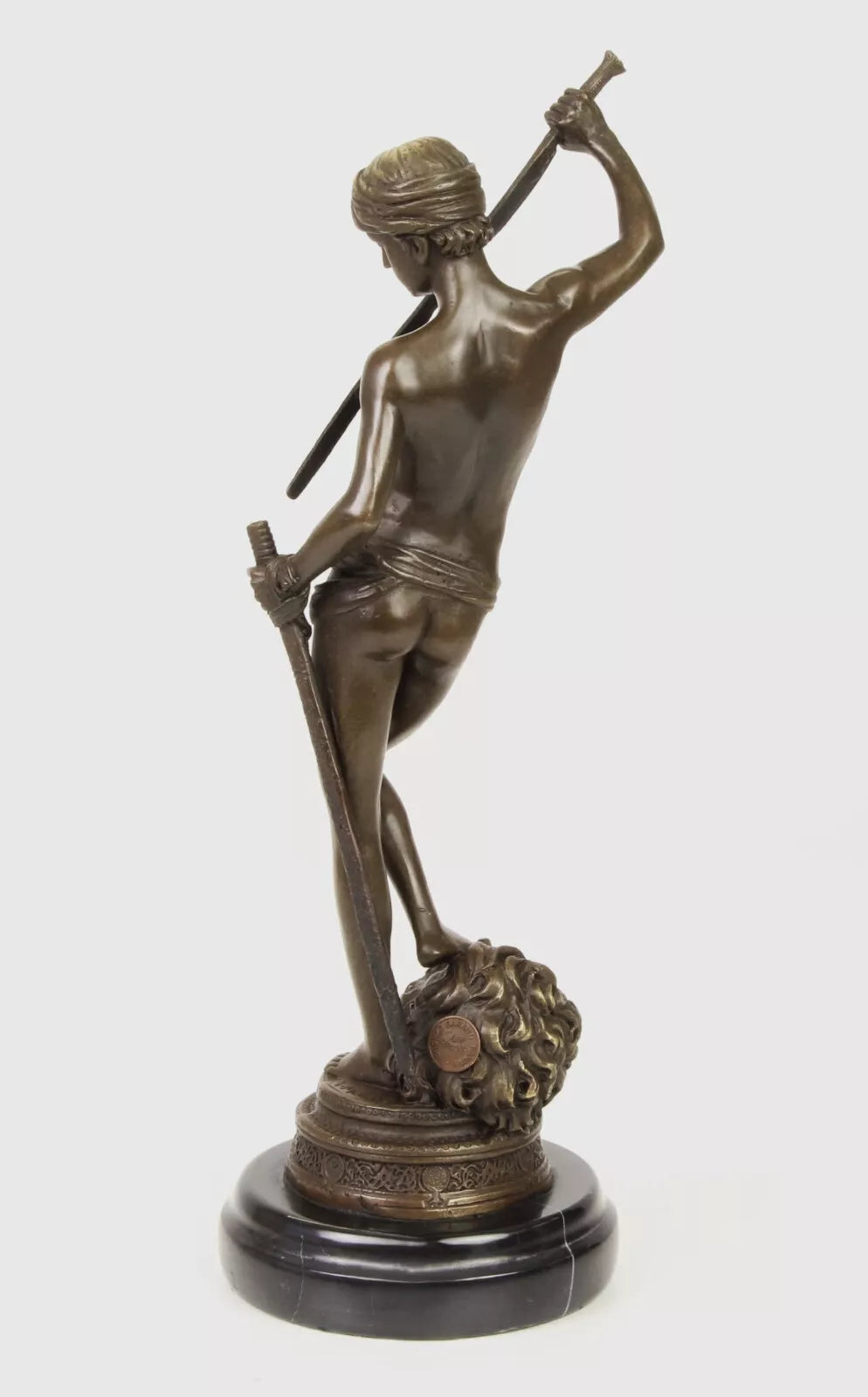 Figurine en bronze homme nu nu érotique -David-sculpture socle en marbre signée