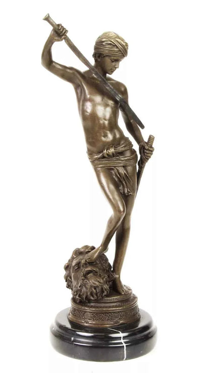 Figurine en bronze homme nu nu érotique -David-sculpture socle en marbre signée