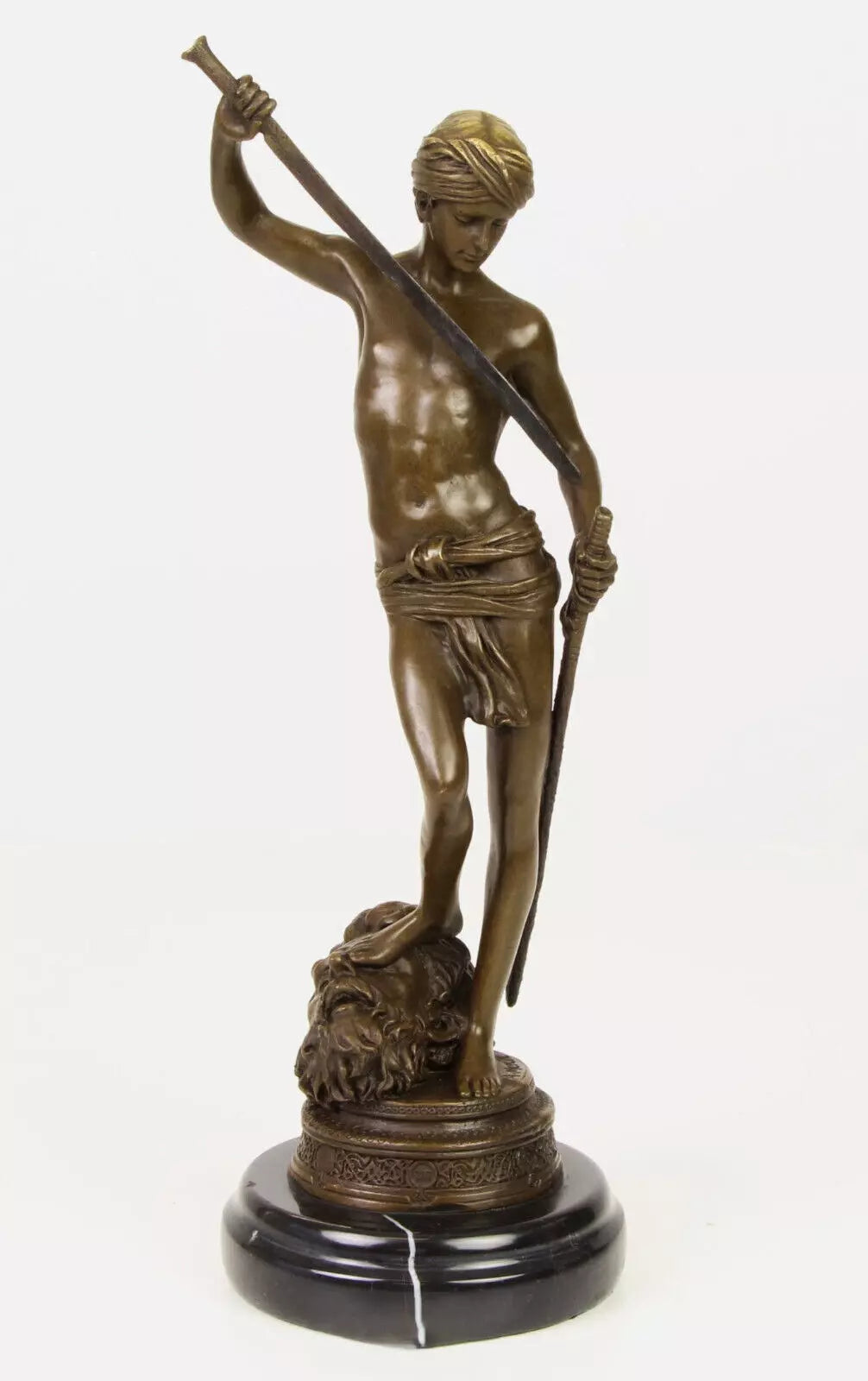 Figurine en bronze homme nu nu érotique -David-sculpture socle en marbre signée