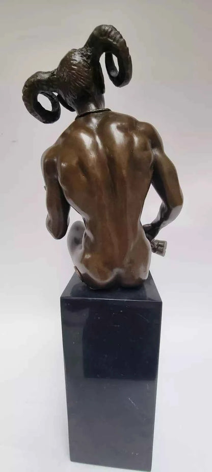 décoration-statue-bronze-diable-crane-tête-mort