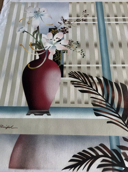 art-moderne-floral-nature-morte-bouquet-fleurs-vase-peinture-huile-toile