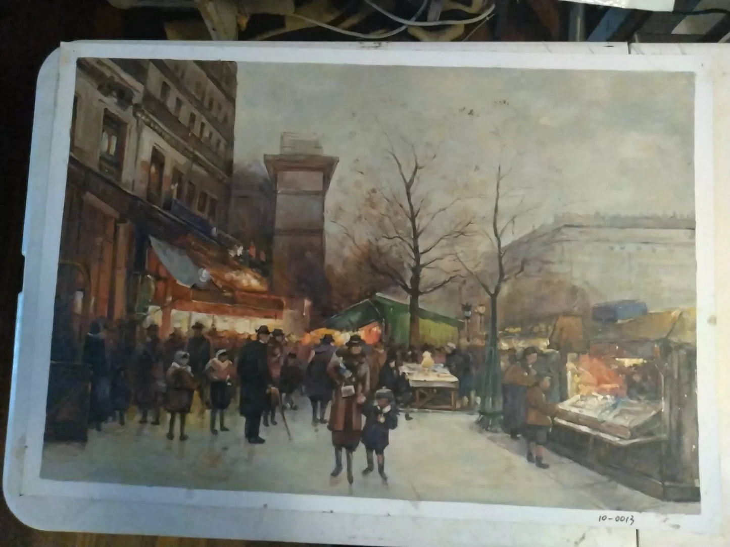 art-scène-vie-personnages-rue-Paris-peinture huile toile