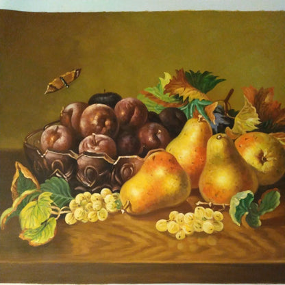 art-nature-morte-fruits-poires-peinture-huile-toile