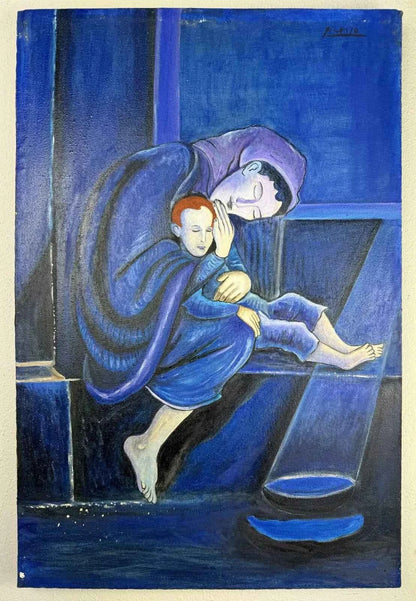 art -moderne-portrait-féminin-femme-mère-enfant-peinture-huile sur toile