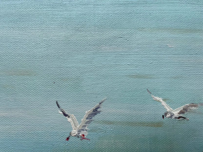 art-scène-vie-enfants-plage-peinture-originale-huile-toile