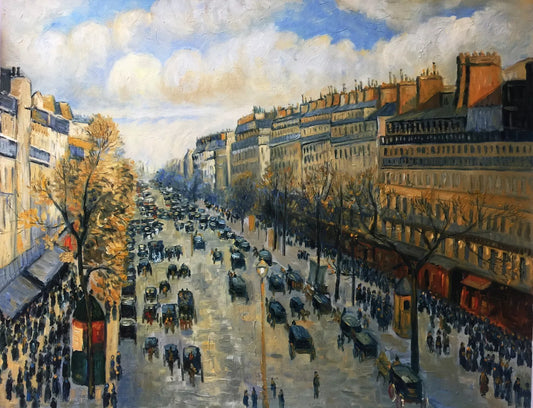 Camille_Pissarro Réplique Huile - Boulevard Montmartre - Temps pluvieux, après-midi