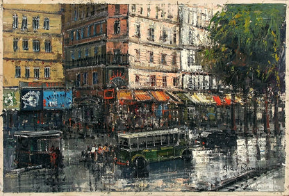 art-urbain-paysage-scène-rue-Paris-peinture-huile-toile