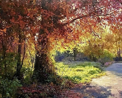 art-paysage-forêt -arbre-automne-peinture-huile-toile