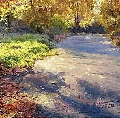 art-paysage-forêt -arbre-automne-peinture-huile-toile