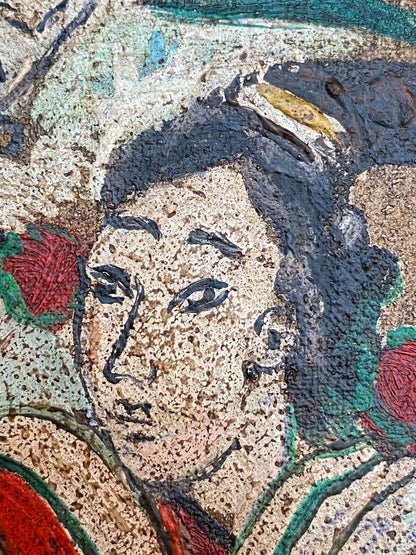 art-moderne-portrait-feminin-femme-costume-traditionnel-japonaise-kimono-peinture-huile-toile