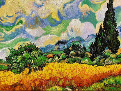 art-paysage-campagne-cyprès -france-peinture-huile-toile