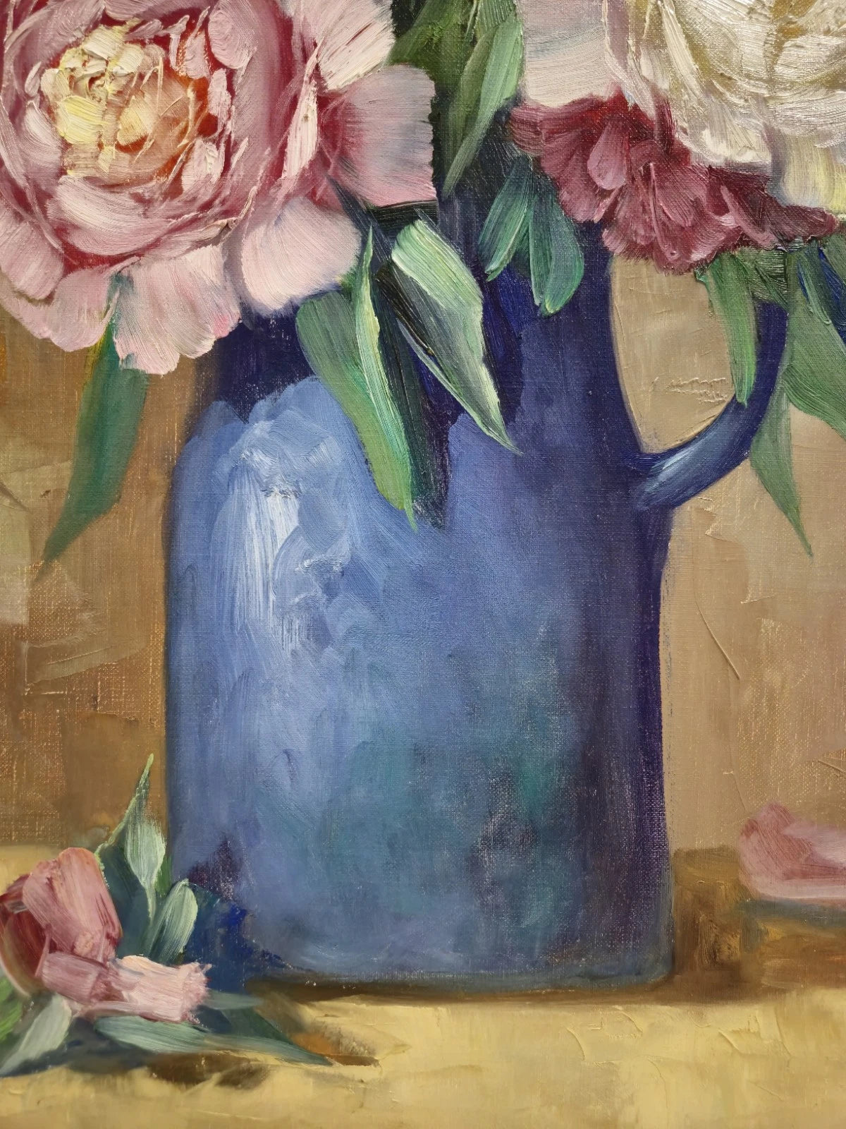 Tableau huile Helmuth Volkwein (1920-2004) Nature morte aux fleurs