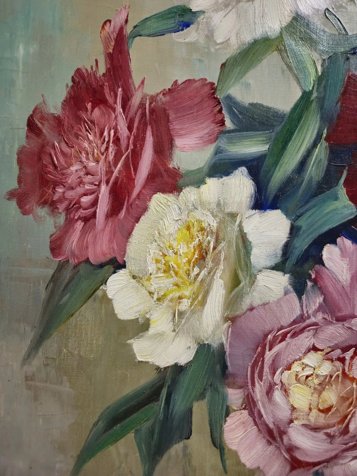 Tableau huile Helmuth Volkwein (1920-2004) Nature morte aux fleurs