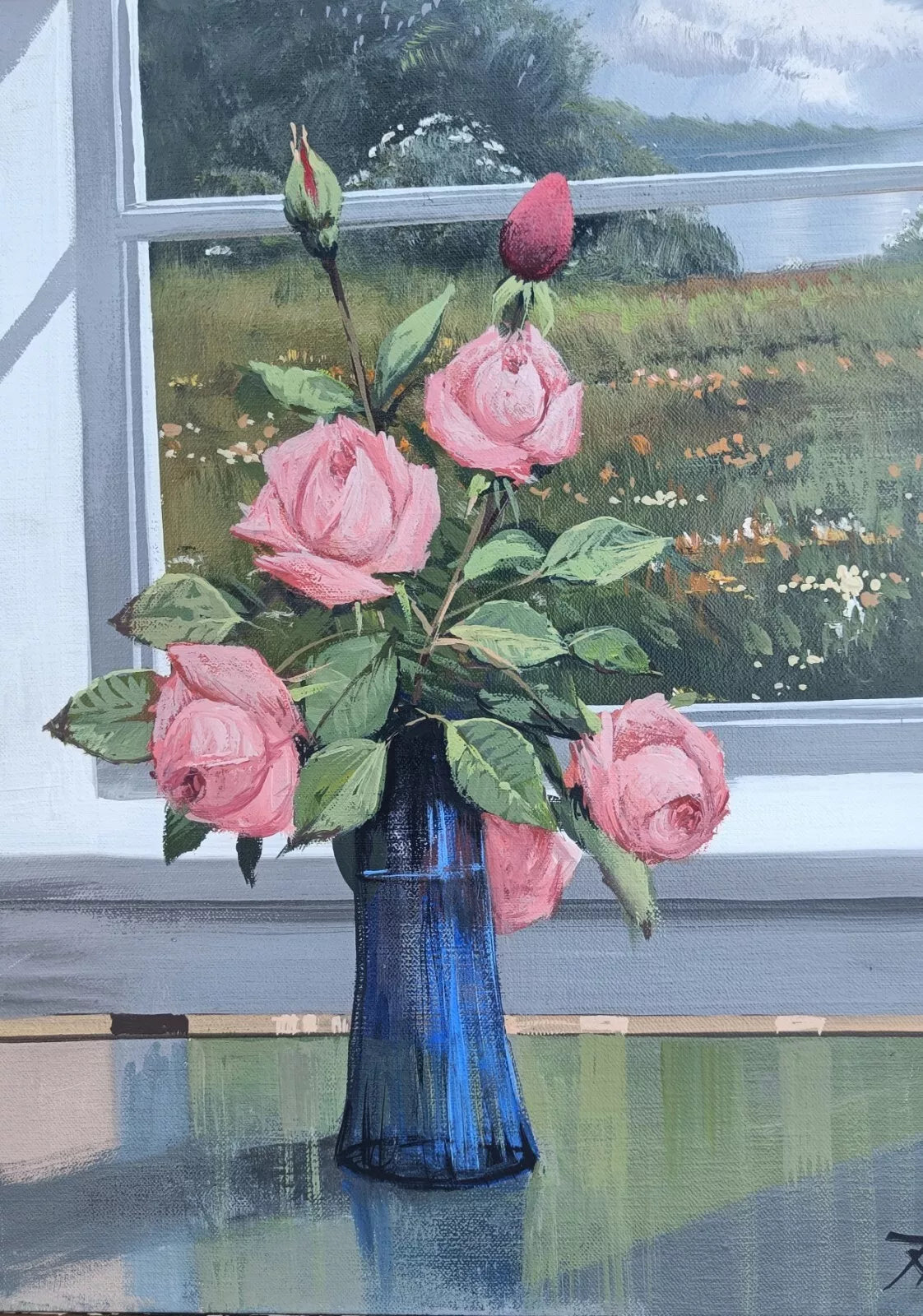 Roald Hansen (1938-2018) : ROSES ROSES DANS VASE BLEU