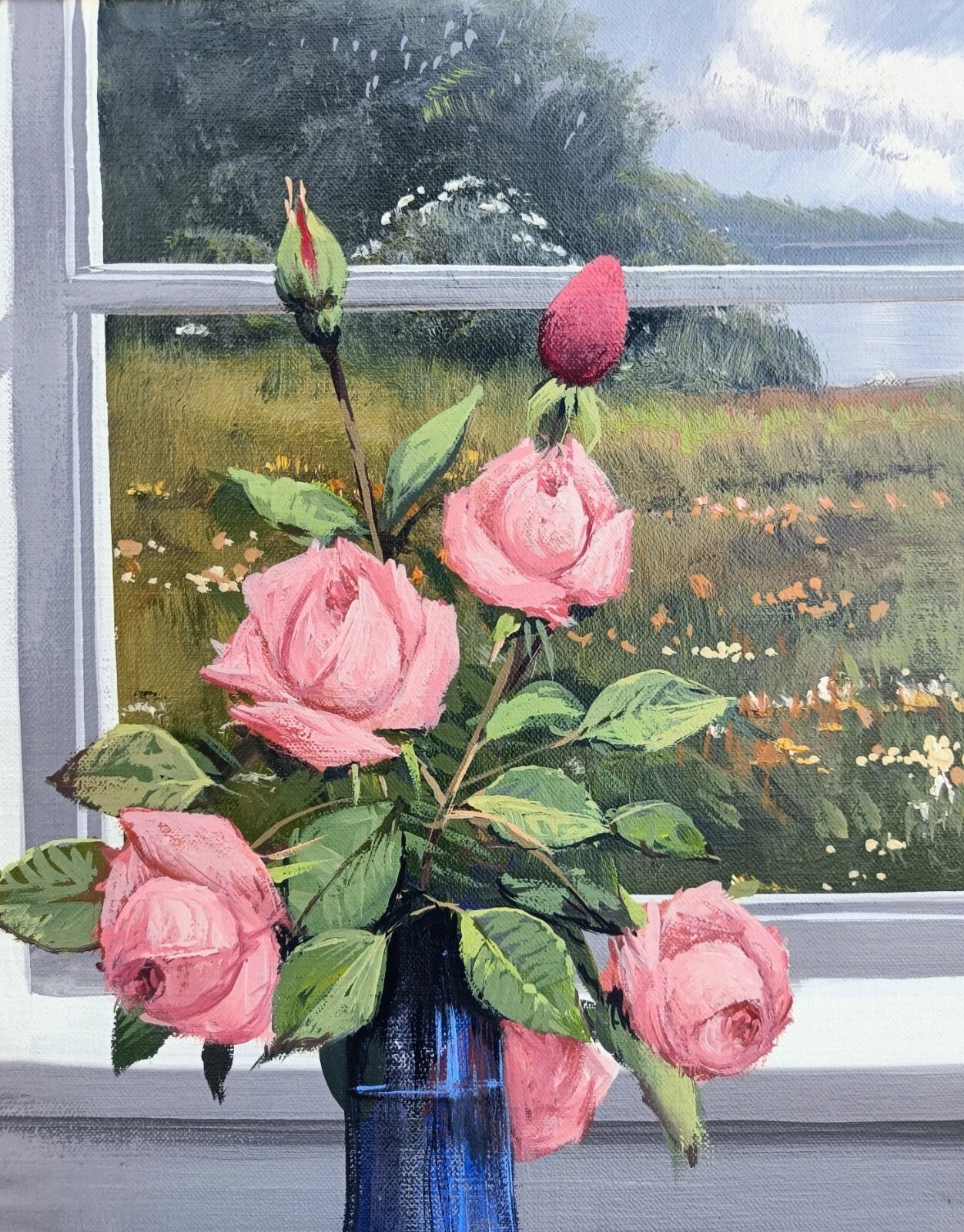 Roald Hansen (1938-2018) : ROSES ROSES DANS VASE BLEU