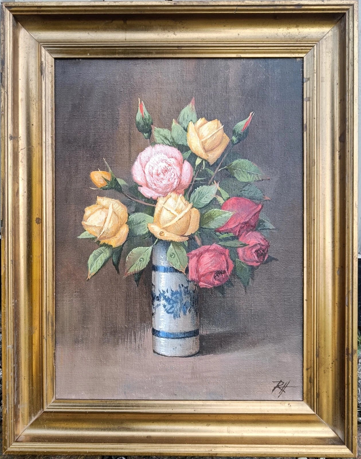 Roald Hansen (1938-2018) : ROSES ROUGES, ROSES ET JAUNES DANS UN VASE