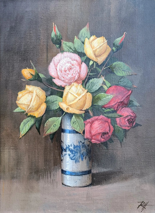 Roald Hansen (1938-2018) : ROSES ROUGES, ROSES ET JAUNES DANS UN VASE