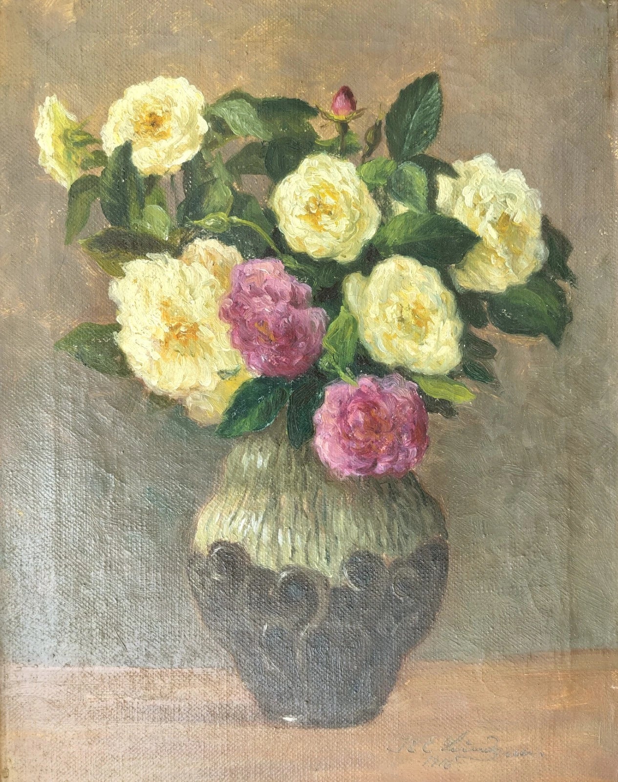Karl Emil Lundgreen (1884-1929) : ROSES DANS UN VASE