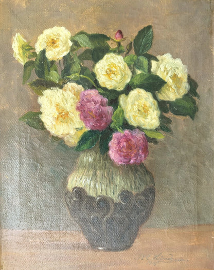 Karl Emil Lundgreen (1884-1929) : ROSES DANS UN VASE